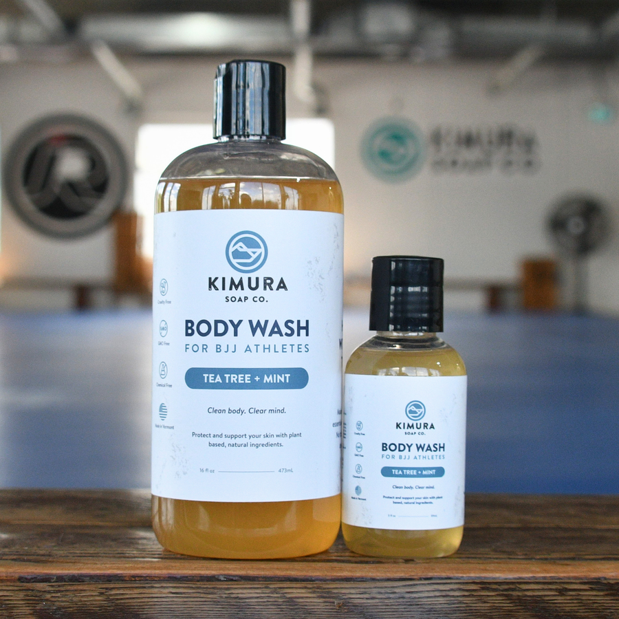 Two bottles of Kimura Soap Co. body wash 16oz and 3oz