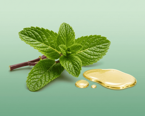 Mint leaves with a gold droplet