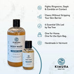 Two bottles of Kimura Soap Co. Body Wash for DJ Athletes (Tea Tree + Mint) 