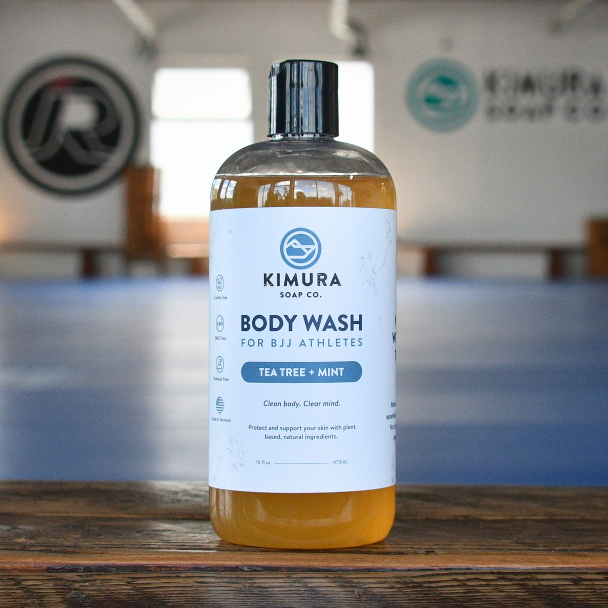 Bottle of Kimura Soap Co. body wash for BJJ athletes 16oz.