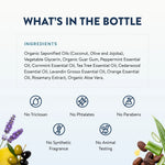Product label detailing ingredients and safety features