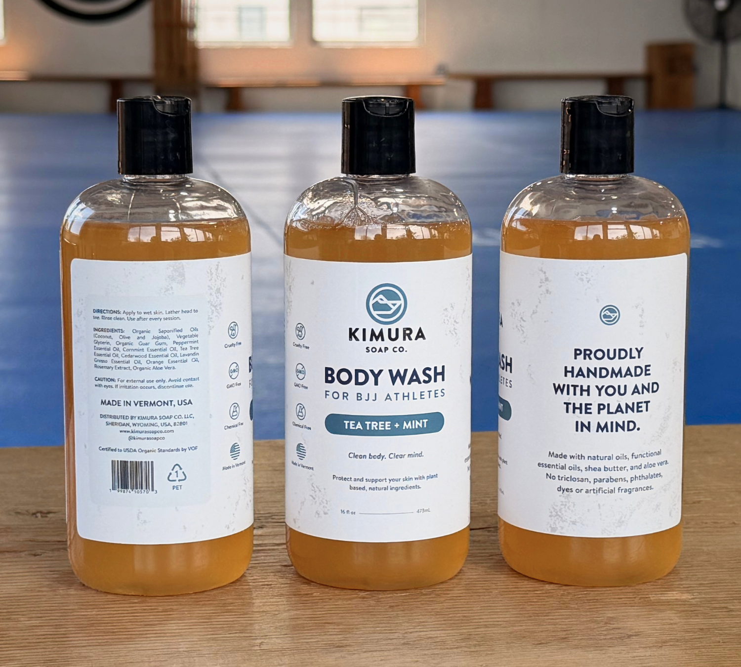 Three bottles of Kimura Soap Co. body wash