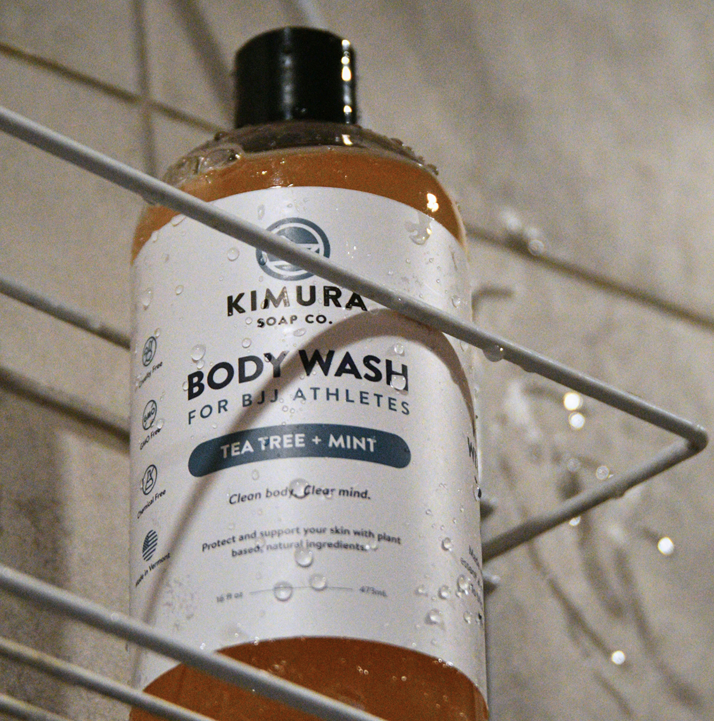 Kimura Soap Co. body wash bottle with tea tree and mint scent 16oz