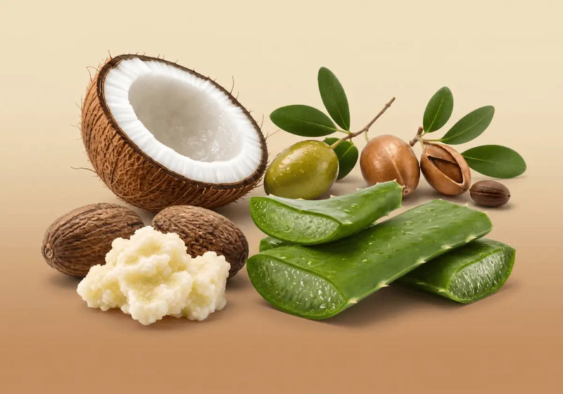 Coconut, aloe vera, and other natural ingredients